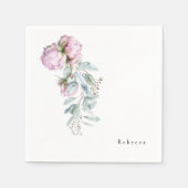 Waterverf roze pioenrozen douche servet (Voorkant)