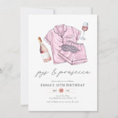Waterverf Roze PJs & Prosecco Verjaardagsfeestje Kaart (Voorkant)