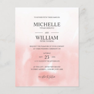 Waterverf Roze Plain Elegant Budget Bruiloft