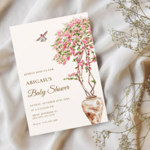 Waterverf roze planten baby shower