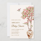 Waterverf roze planten baby shower kaart (Voorkant)