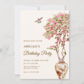 Waterverf Roze planten Tuin Verjaardag Kaart (Voorkant)