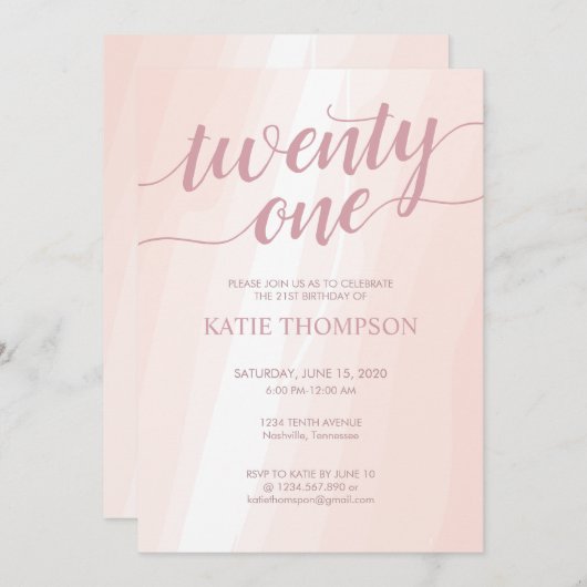 Waterverf Roze plastic Kaart (Voorkant / Achterkant)