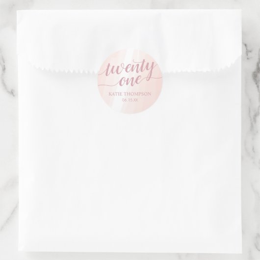 Waterverf Roze plastic Ronde Sticker (Tas)