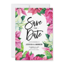 Waterverf Roze Poinsettia Krans Winter