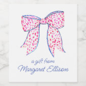 Waterverf Roze polawkrab Wijn Etiket (Enkel label)