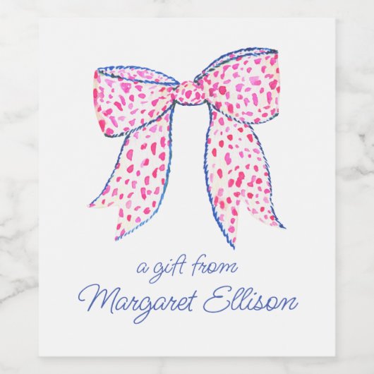 Waterverf Roze polawkrab Wijn Etiket (Enkel label)