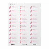 Waterverf Roze Polka Dot Flamingo Etiket (Full Sheet)