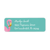 Waterverf Roze Polka Dot Flamingo Etiket (Voorkant)
