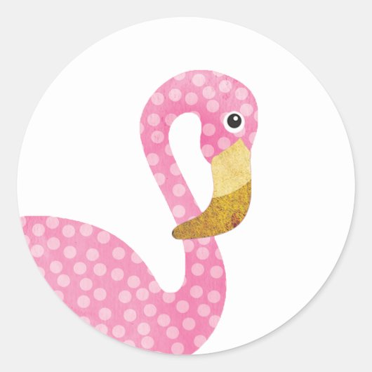 Waterverf Roze Polka Dot Flamingo Ronde Sticker (Voorkant)