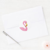Waterverf Roze Polka Dot Flamingo Ronde Sticker (Envelop)