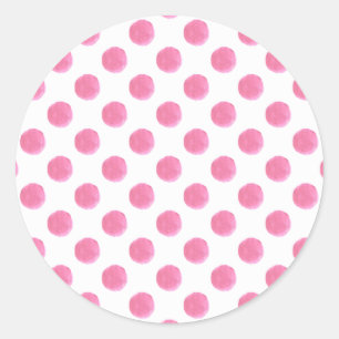 waterverf roze polka dots dop design ronde sticker