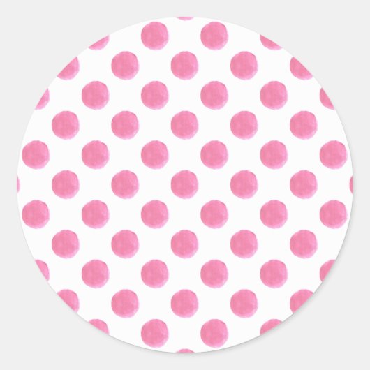 waterverf roze polka dots dop design ronde sticker (Voorkant)
