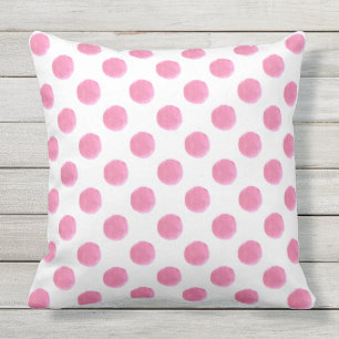 waterverf roze polka dots dotty outdoor kussen
