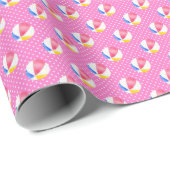 Waterverf Roze Polka Dots Strandballen Cadeaupapier (Rol Hoek)