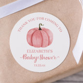 Waterverf Roze pomkin Dank u Baby shower Ronde Sticker