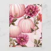 Waterverf Roze pomkin Floral Pattern Briefkaart (Voorkant)