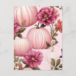 Waterverf Roze pomkin Floral Pattern Briefkaart