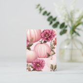Waterverf Roze pomkin Floral Pattern Visitekaartje (Staand voorkant)