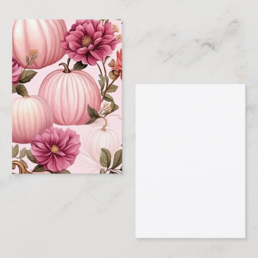 Waterverf Roze pomkin Floral Pattern Visitekaartje (Voorkant / Achterkant)