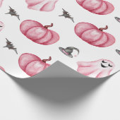 Waterverf Roze pomkin Ghost Witch Pet Halloween Cadeaupapier (Hoek)