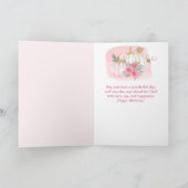 Waterverf Roze pomkin Gold Birthday Kaart (Binnen)