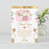 Waterverf Roze pomkin Gold Glitter Birthday Bedankkaart (Staand voorkant)