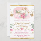 Waterverf Roze pomkin Gold Glitter Birthday Kaart (Voorkant)