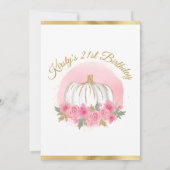 Waterverf Roze pomkin Gold Glitter Birthday Kaart (Achterkant)