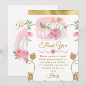 Waterverf Roze pomkin Gold Glitter Sweet 16 Bedankkaart (Voorkant / Achterkant)