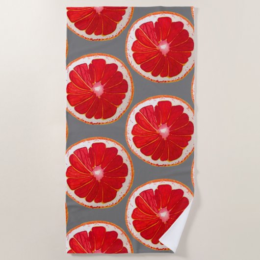 Waterverf roze pompelmoes snijstrandstijl strandlaken (Voorkant)