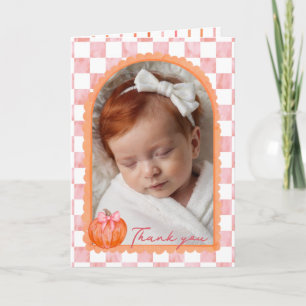 Waterverf Roze Pompoen Baby Foto Bedankt