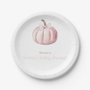 Waterverf Roze Pompoen Baby shower Borden Papieren Bordje