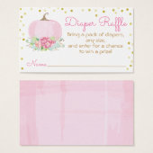 Waterverf Roze Pompoen Baby shower Luier Raffle Visitekaartje (Voorkant /achterkant)