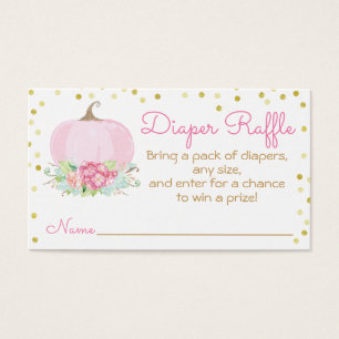Waterverf Roze Pompoen Baby shower Luier Raffle Visitekaartje