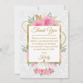 Waterverf Roze pompoen Bloemen goudflora Birthday Bedankkaart (Voorkant)