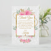 Waterverf Roze pompoen Bloemen goudflora Birthday Bedankkaart (Staand voorkant)