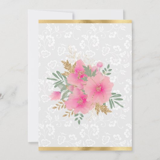 Waterverf Roze pompoen Bloemen goudflora Birthday Bedankkaart (Achterkant)