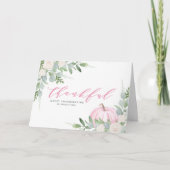 Waterverf roze pompoen en groen Thanksgiving Feestdagen Kaart (Voorkant)