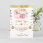 Waterverf Roze Pompoen Gouden Glitters Bedankt (Staand voorkant)