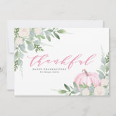 Waterverf Roze Pompoen Happy Thanksgiving Feestdagenkaart (Voorkant)
