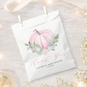 Waterverf roze pompoen herfst Baby shower Bedankzakje