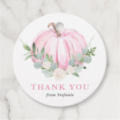 Waterverf roze pompoen Herfst Baby shower dank u Bedankjes Labels (Voorkant)