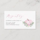 Waterverf Roze Pompoen Herfst Baby shower Registry Informatiekaartje (Voorkant)