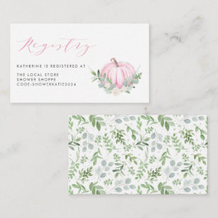 Waterverf Roze Pompoen Herfst Baby shower Registry Informatiekaartje