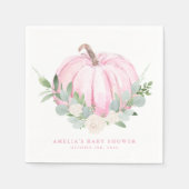 Waterverf roze pompoen herfst Baby shower Servet (Voorkant)