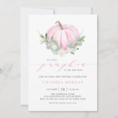 Waterverf Roze Pompoen Herfst Baby Sprinkle Kaart (Voorkant)