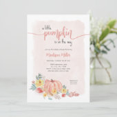 Waterverf roze Pompoen meisje baby shower Kaart (Staand voorkant)
