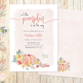 Waterverf roze Pompoen meisje baby shower Kaart