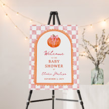 Waterverf Roze Pompoen Verwelkoming Baby Shower